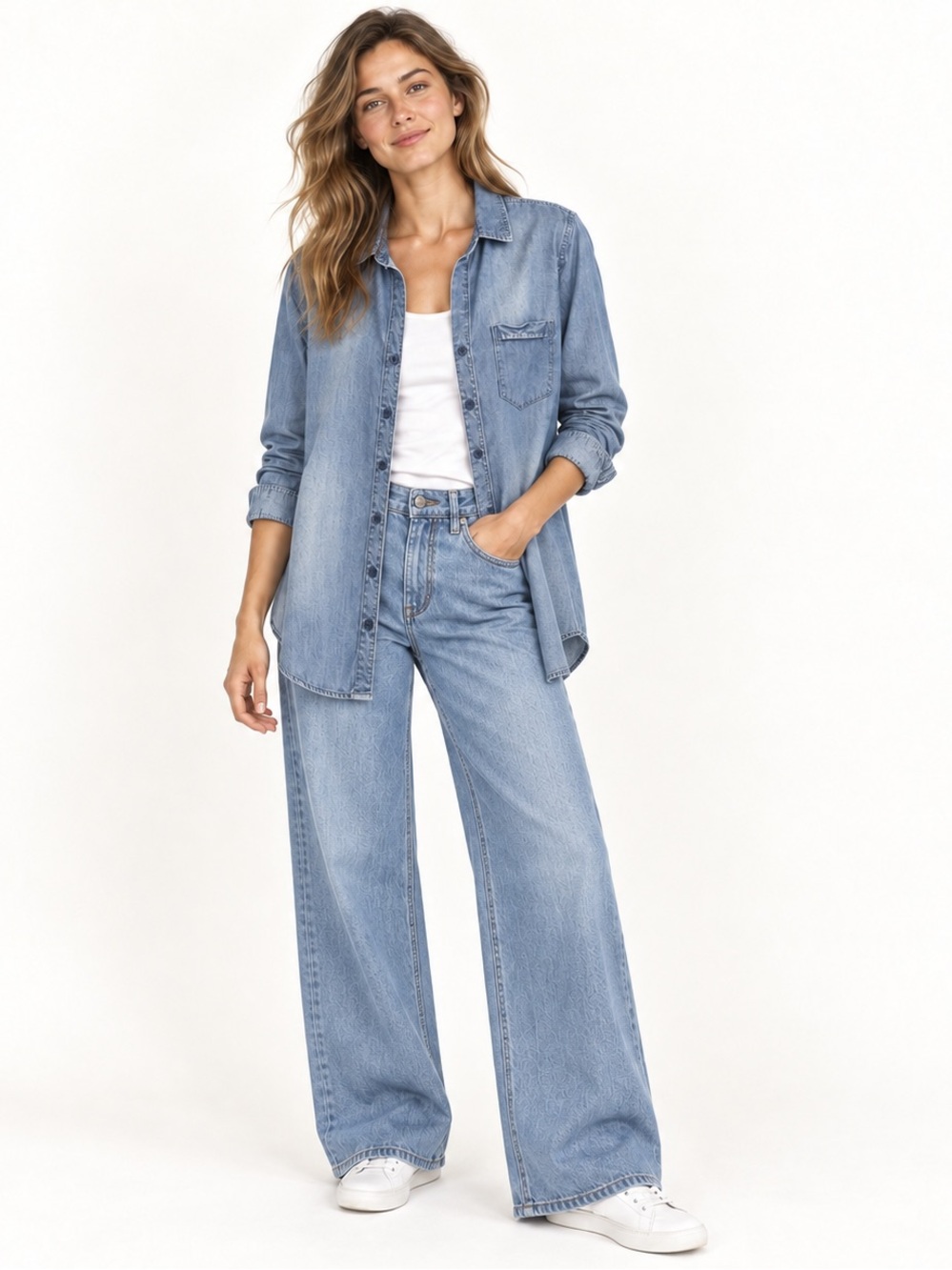 Bella Dahl Blue Chambray Button-Down Shirt Size M